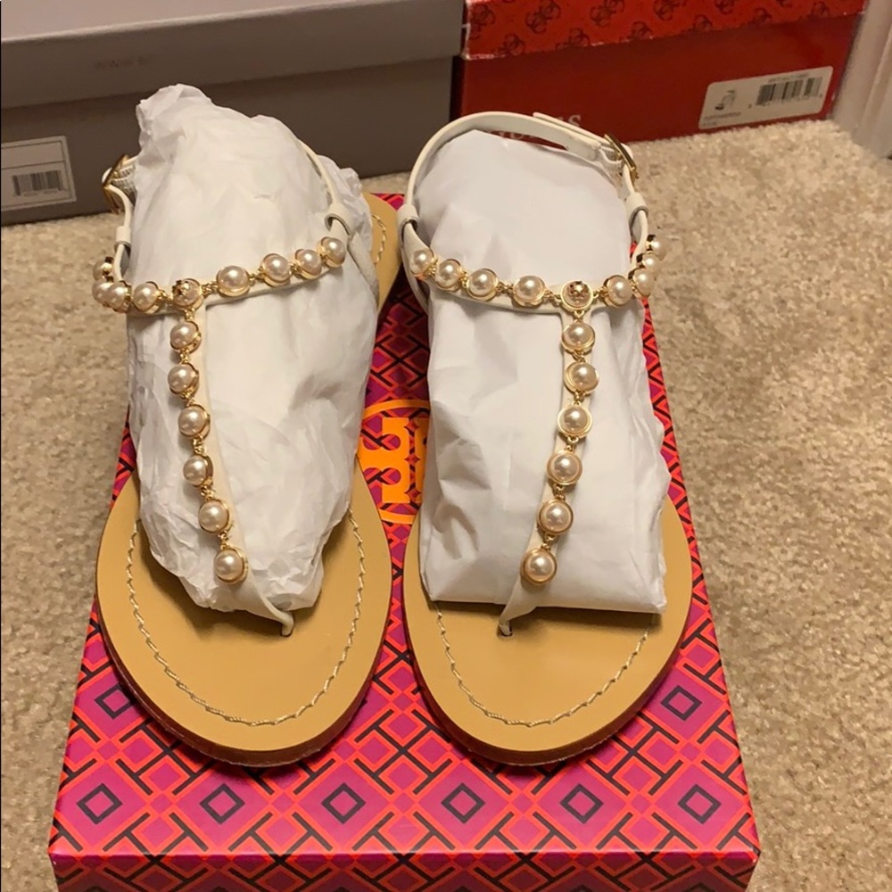 Tory Burch Emmy pearl thong/ Calf leather